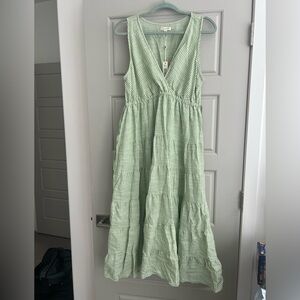 Max Studio Light Green Striped Maxi Dress